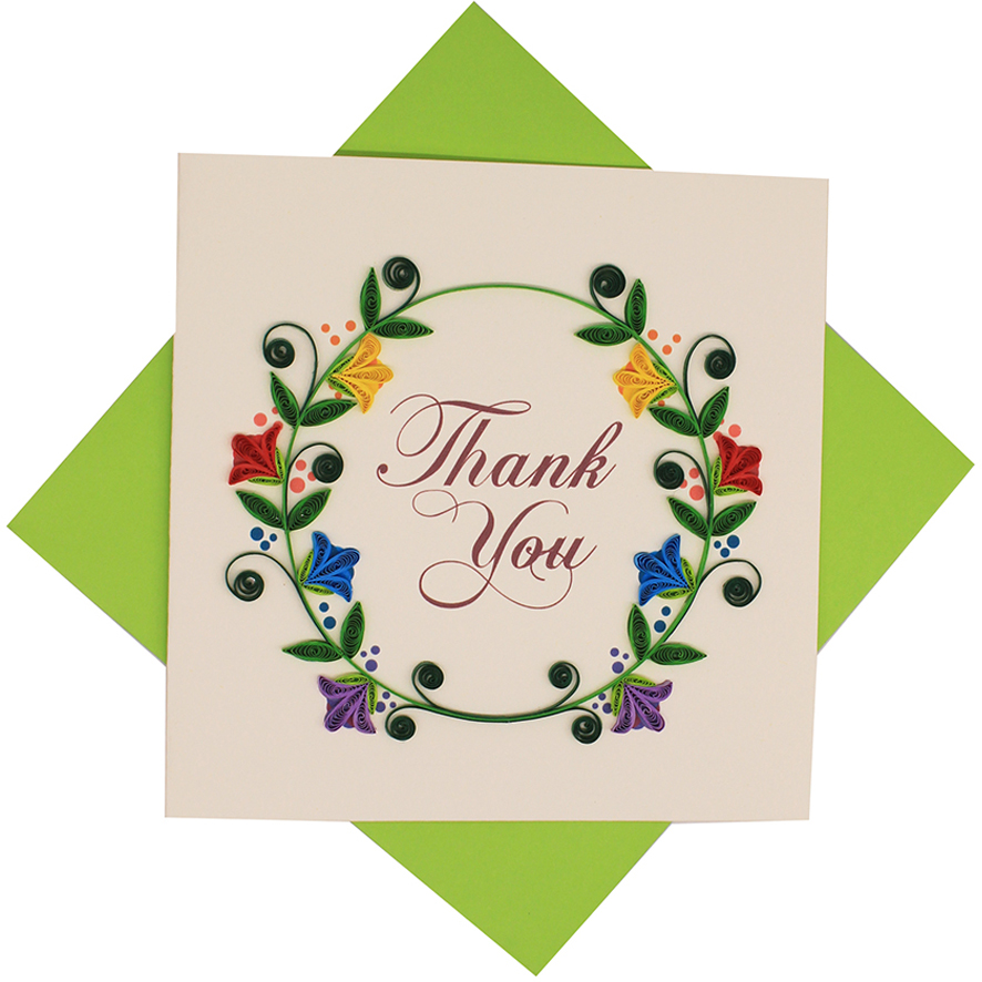 Thank You Flower Wreath Card